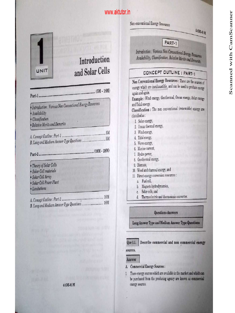 Renewable Energy Resources Unit 1 To 5 Pdf