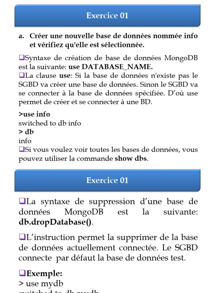 Création et gestion de bases MongoDB | PDF | Méthodes et références ...