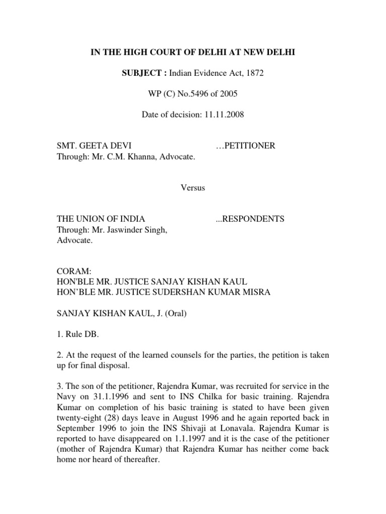Geeta Devi vs. Union of India | PDF