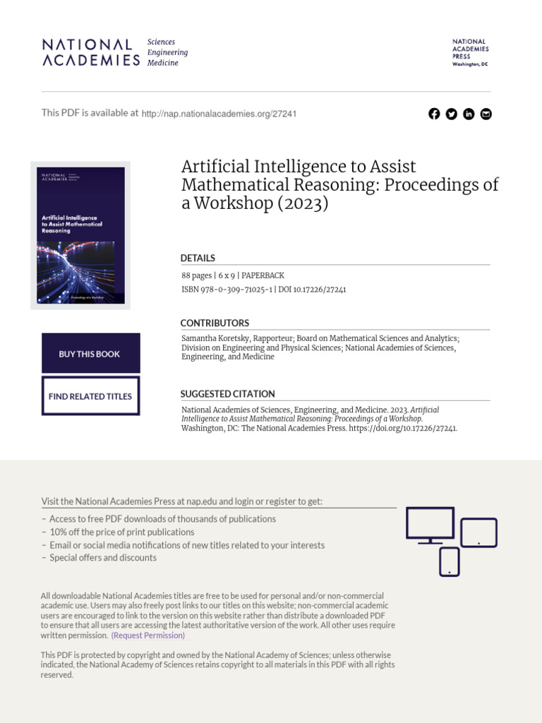 Artificial Intelligence To Assist Mathematical Reasoning | PDF ...