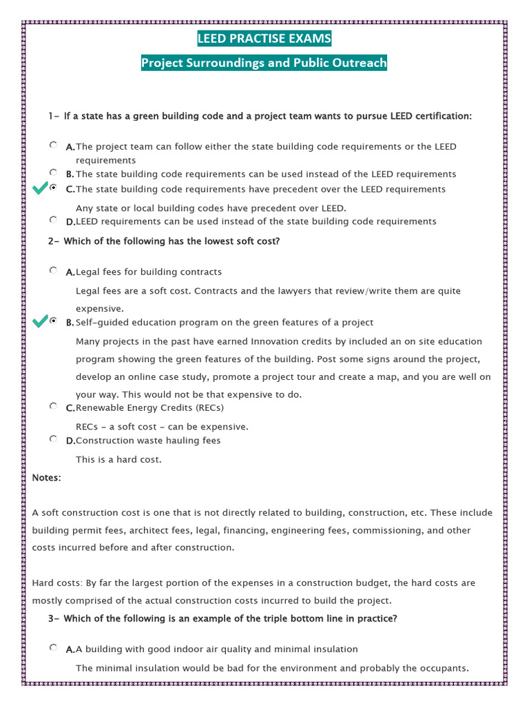 LEED Certification Practice Exam Insights | PDF