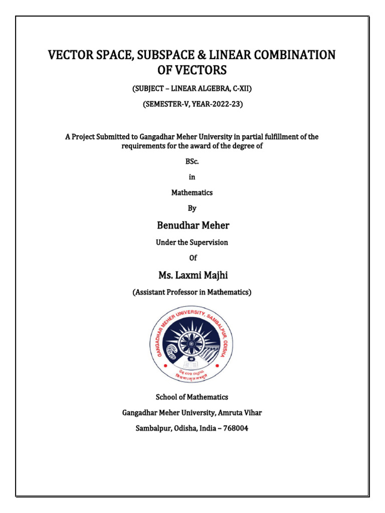 Vector Space and Linear Combinations | PDF