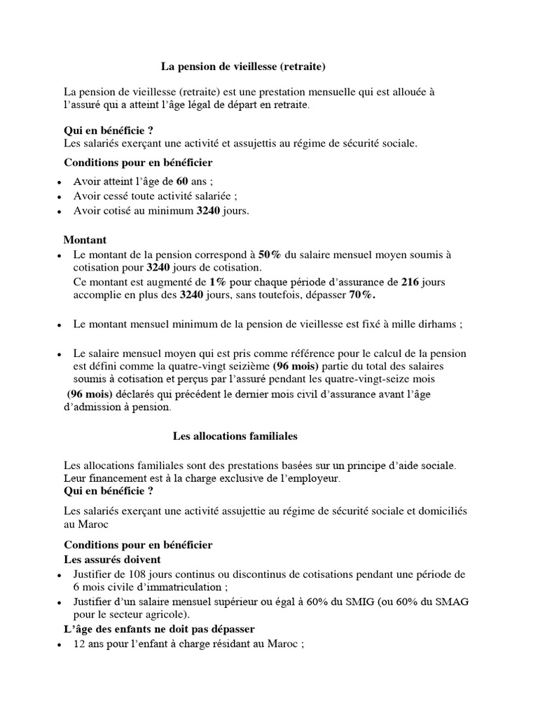 Retraite et pension CNSS au Maroc | PDF | Salaires | Retraite