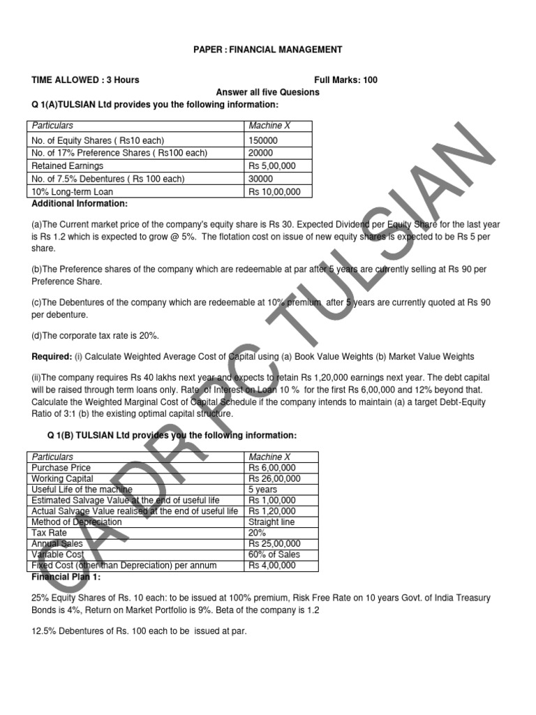 FM TEST PDF Depreciation Cost Of Capital