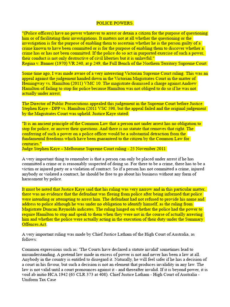 Understanding Police Powers and Rights | PDF