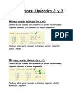 Matemáticas: Unidades 2 y 3: Mínimo Común Múltiplo (M.C.M)