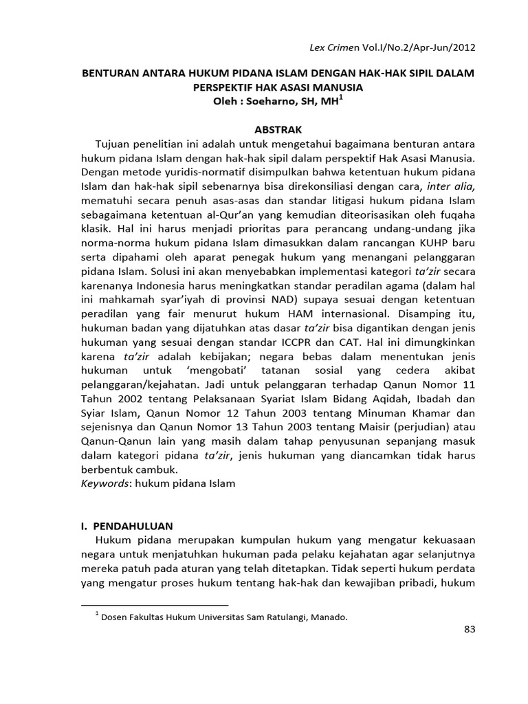 3150 ID Benturan Antara Hukum Pidana Islam Dengan Hak Hak Sipil Dalam ...