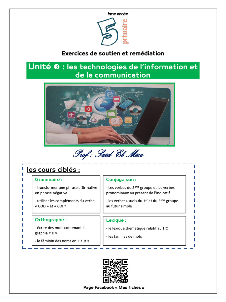 Exercices de Soutien Unité 3 5ème Année-Said | PDF