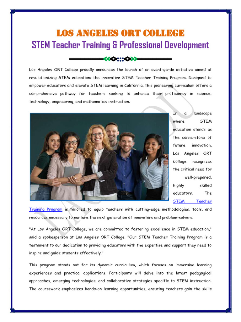 STEM Teacher Training Programs | PDF | Science, Technology, Engineering ...