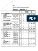 MAINTENANCE DEPARTMENT ANNUAL BUDGET PROPOSAL Sample