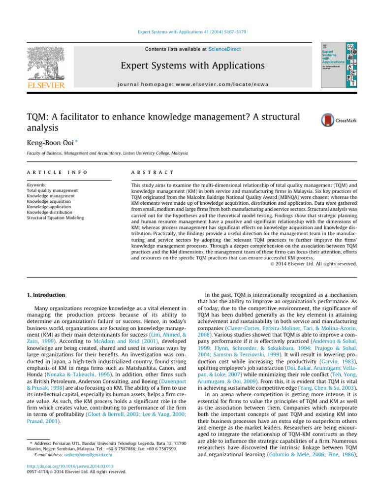 Ooi 2014 | PDF | Structural Equation Modeling | Knowledge Management