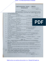 10th Science EM 1st Revision Test 2023 Original Question Paper Tajavur District English Medium PDF Download