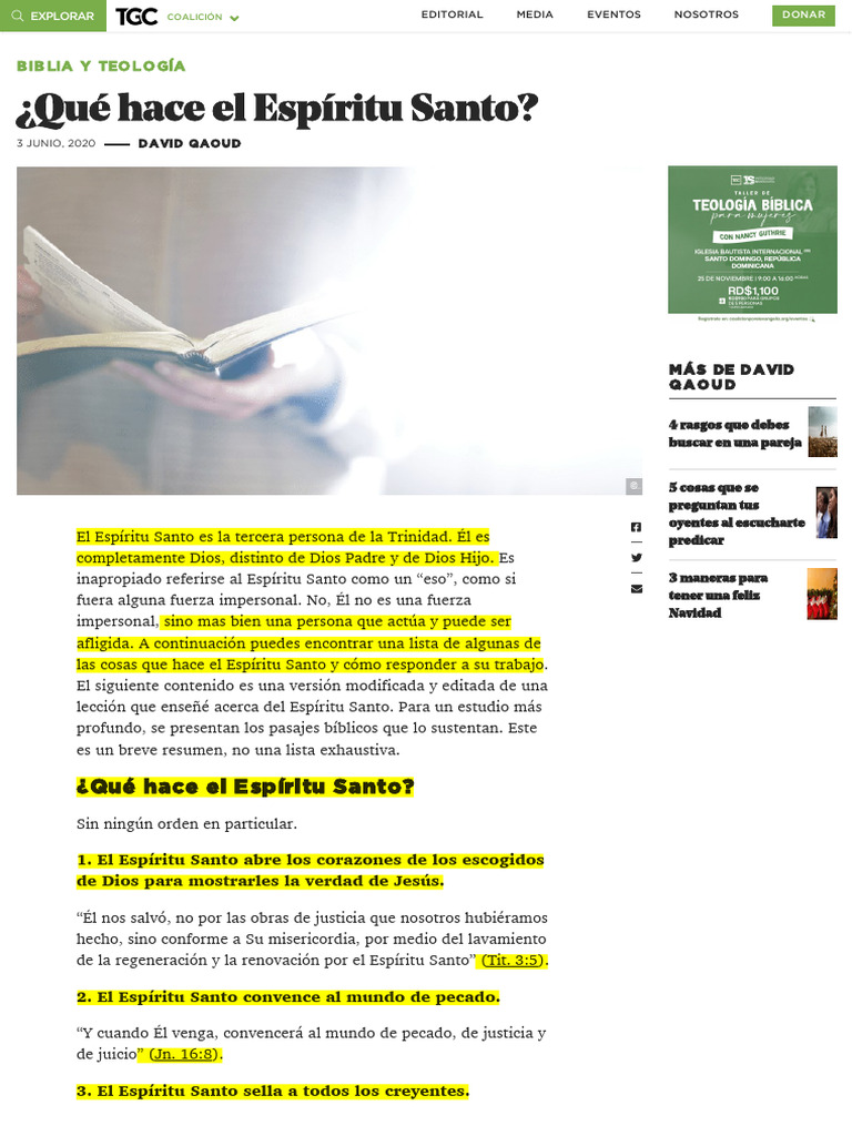 El papel del Espíritu Santo en la fe | PDF | espíritu Santo | Jesús
