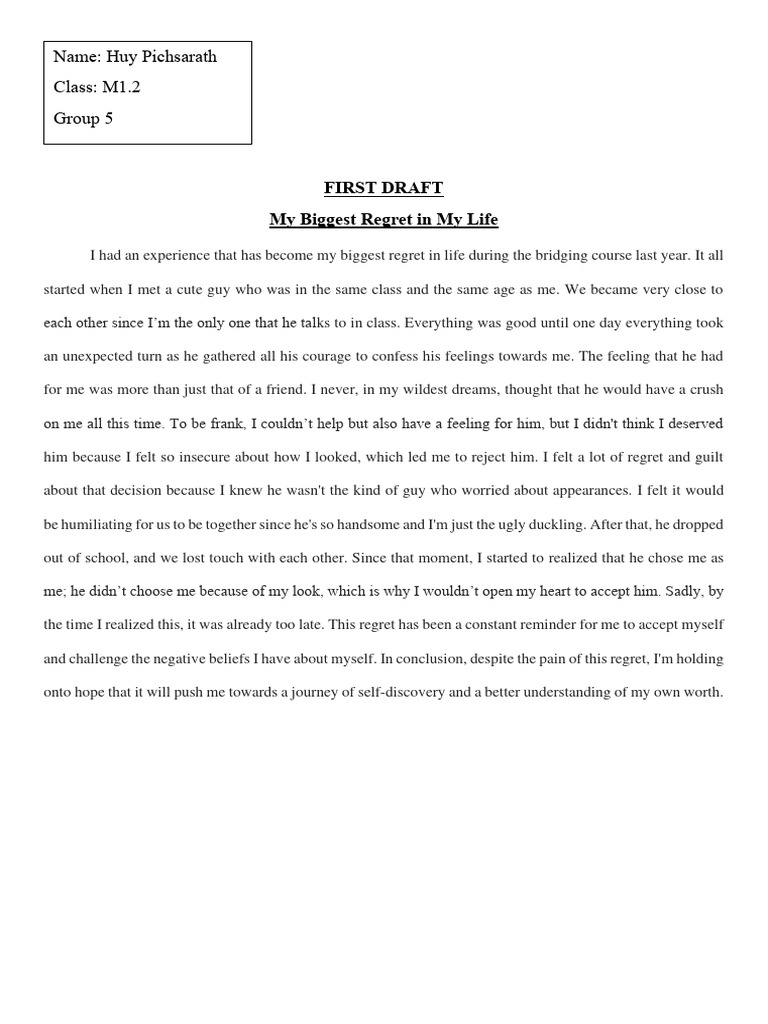 My Biggest Regret: A Personal Story | PDF | Self-Improvement