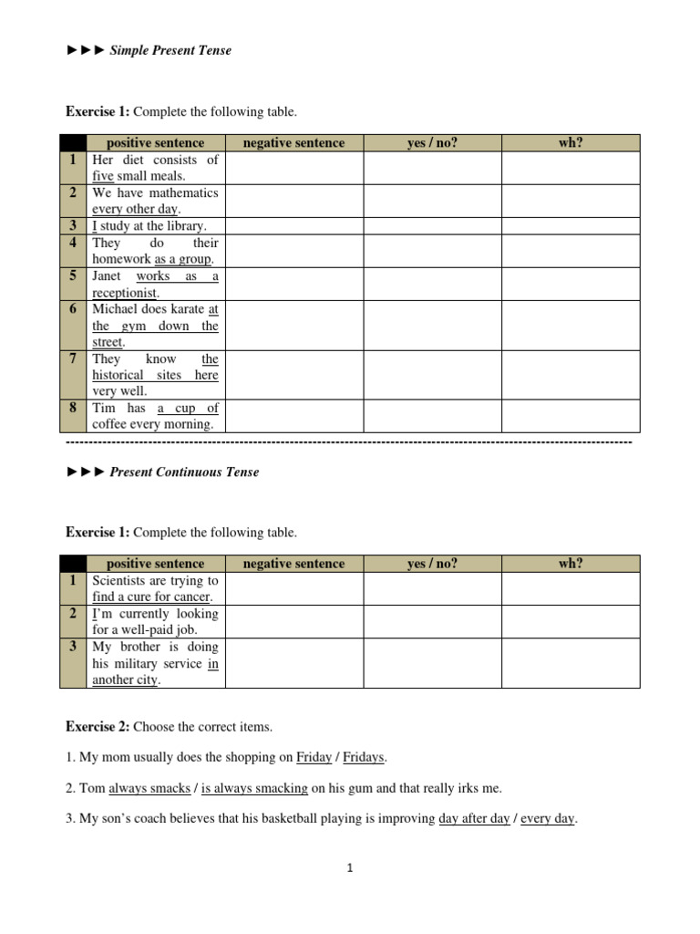 English Grammar Exercises and Answers | PDF | Language Mechanics ...
