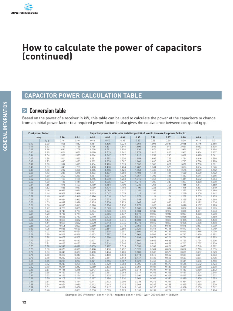 Capacitor Power Calculation Pdf Transformer Electrical Equipment