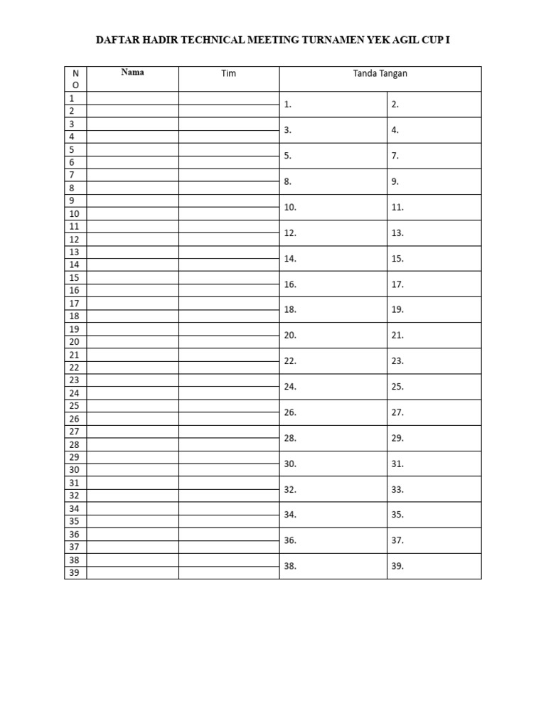 Absensi Yeg Agil Cup 1 PDF
