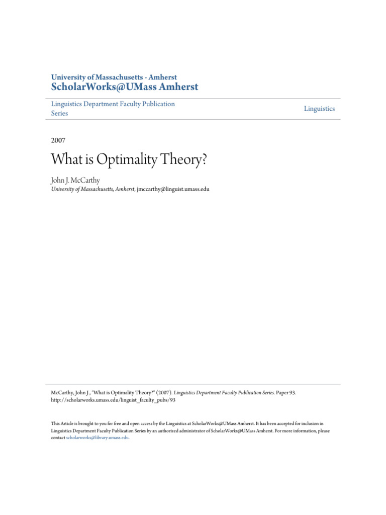 What Is Optimality Principle