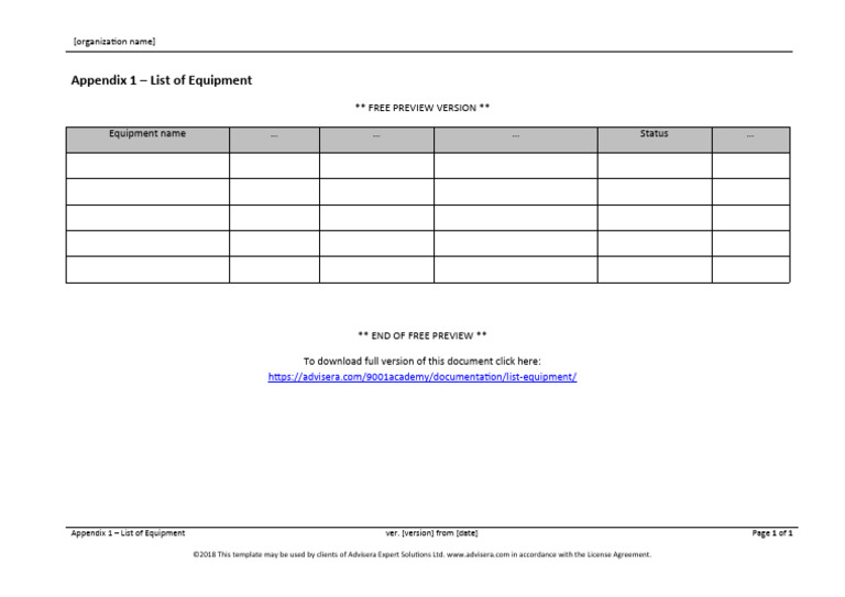 19.1 Appendix 1 List of Equipment Integrated Preview EN | PDF