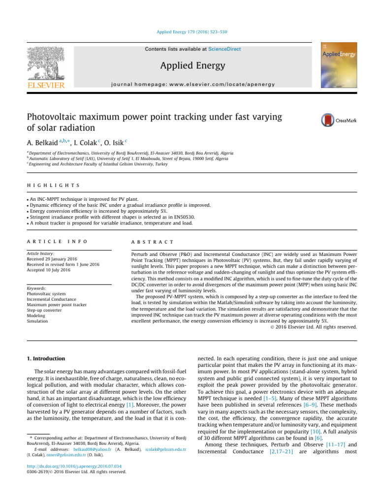 Enhanced MPPT for PV Systems Under Variable Irradiance | PDF ...