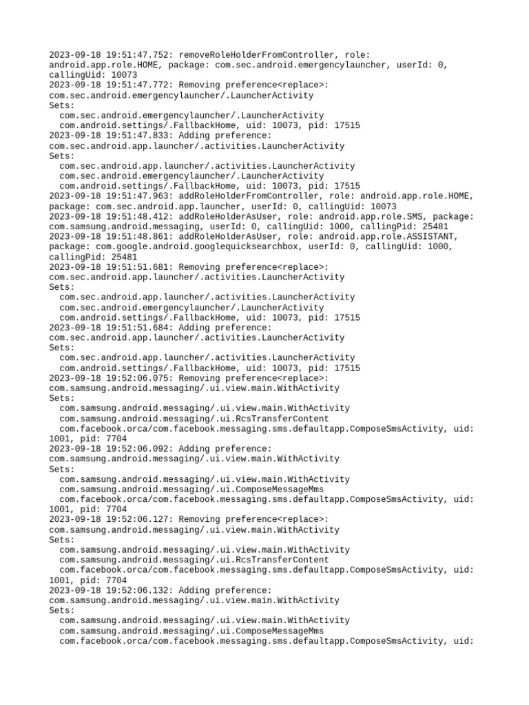 Android Role Management Logs | PDF | Operating System Technology ...