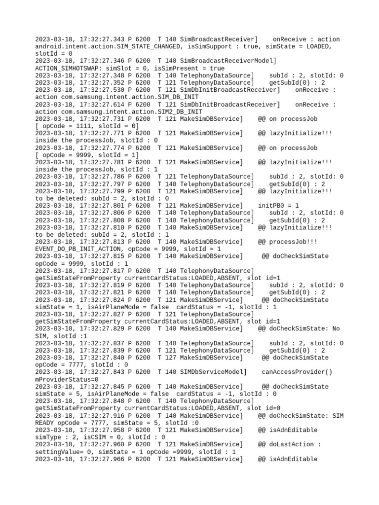 SIM Slot 0 Initialization Log | PDF