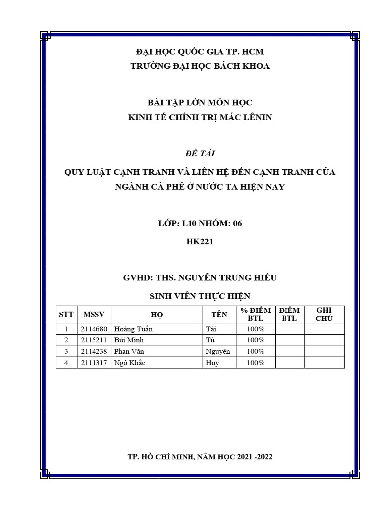 BTL KTCT Nhóm 6 - L10 | PDF