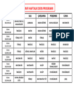 5B SINIFI DERS PROGRAMI