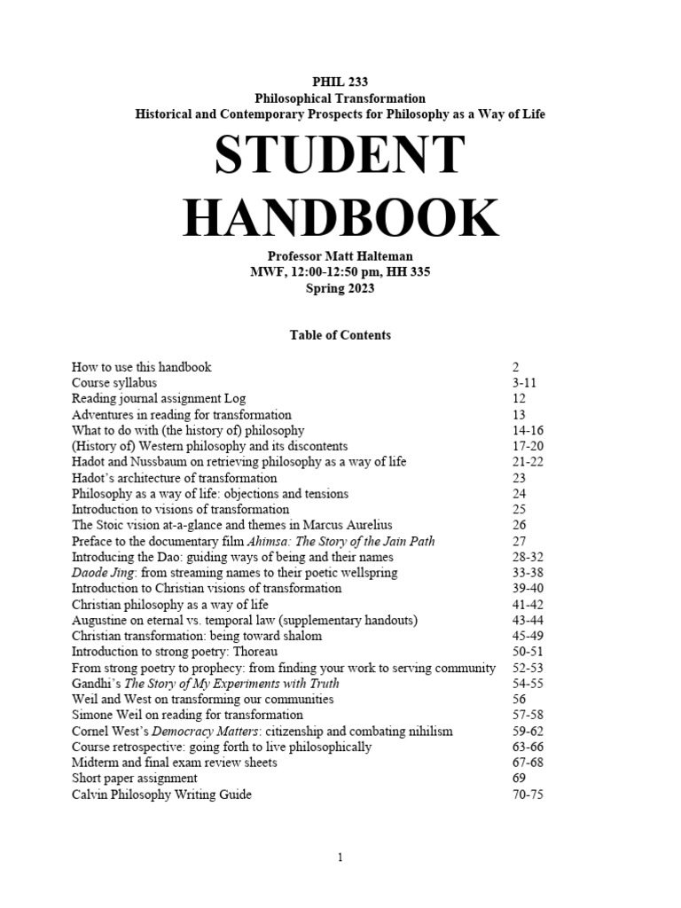 PHIL 233: Philosophy Student Handbook | PDF | Science | Plagiarism