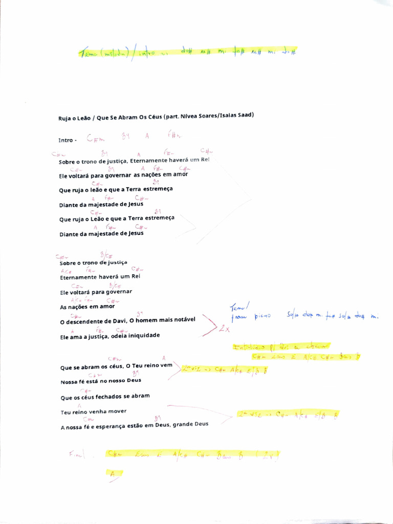 Ruja o Leão Cifra PDF