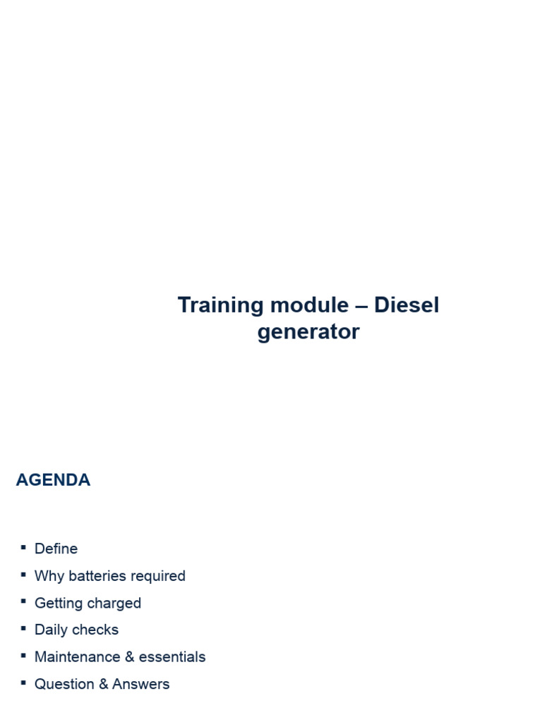 Diesel Generator Training Module | PDF | Diesel Engine | Capacitor