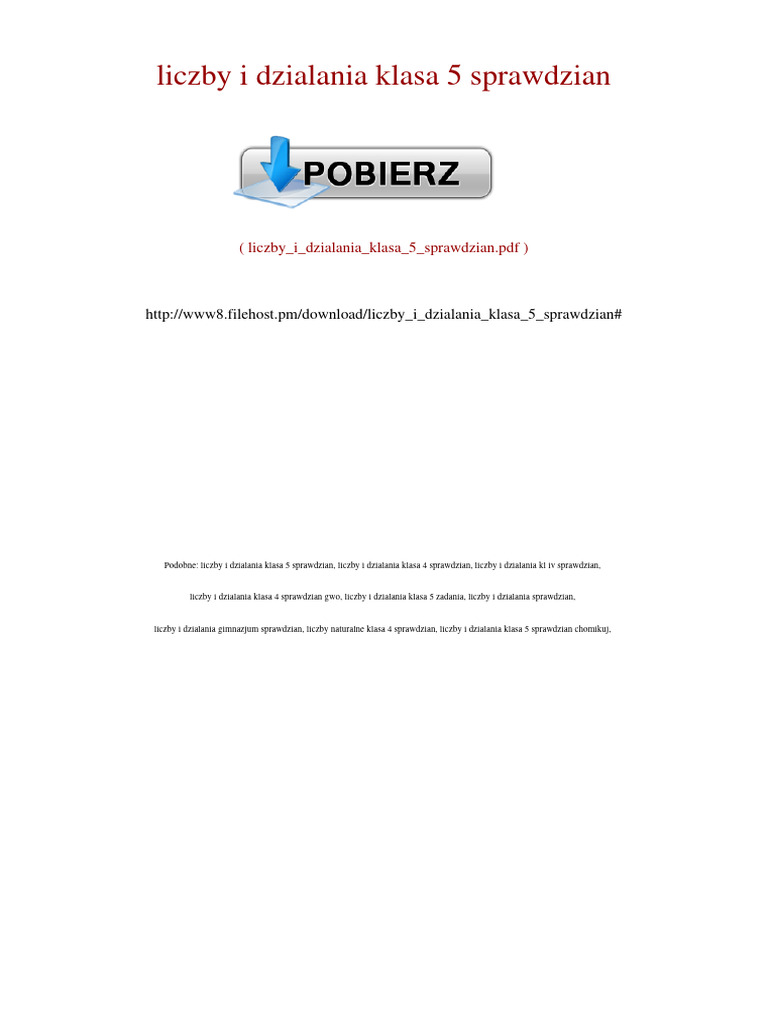 Liczby I Dzialania Klasa 5 Sprawdzian | PDF