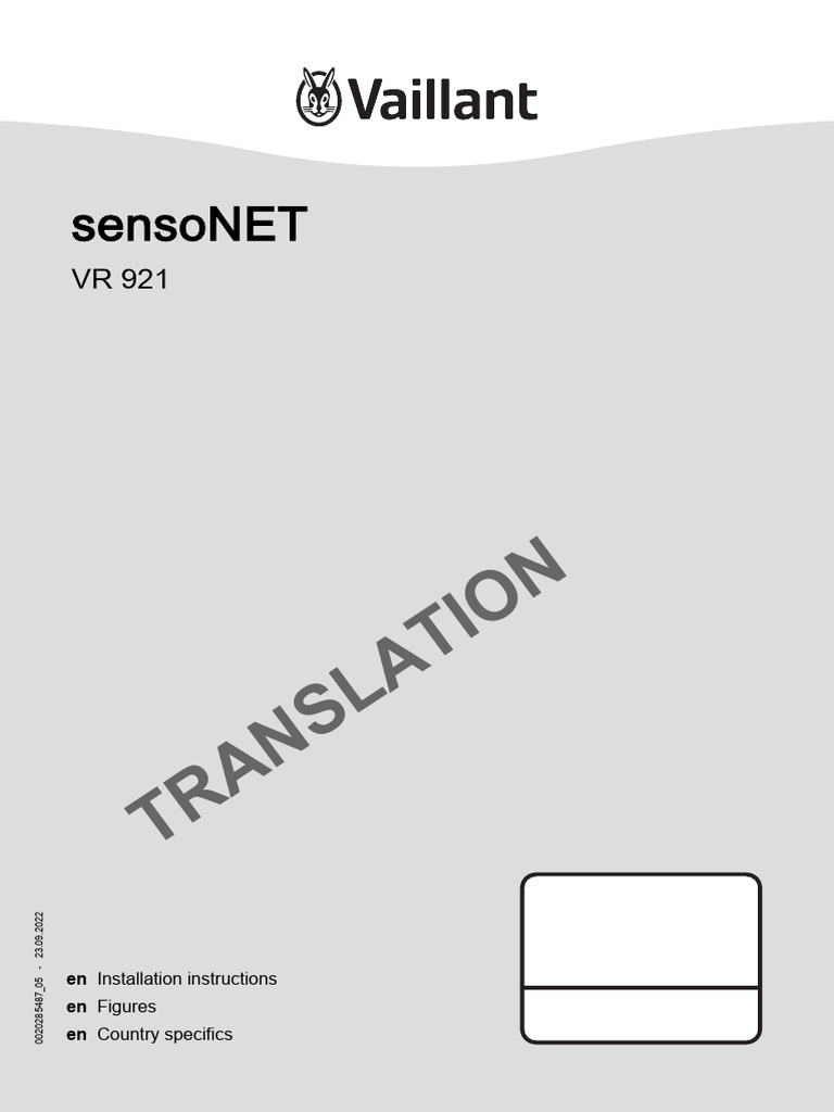 Vaillant Installation Instructions 1969887 PDF Wireless