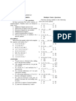 Completing A Series. (A) Number Series. Hints For Answering The Questions Multiple Choice Questions