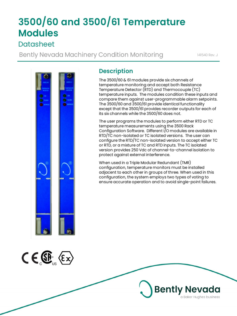 3500-60 and 3500-61 Temperature Modules Datasheet - 141540 | Download ...