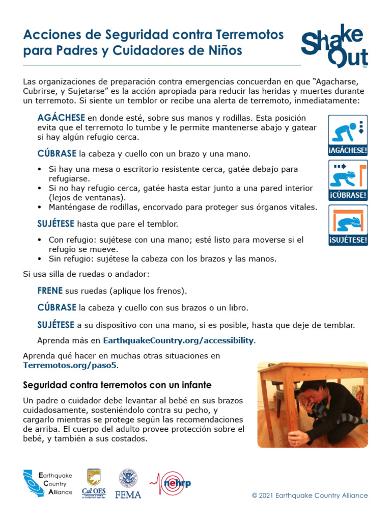 Seguridad Sísmica para Niños y Cuidadores | PDF