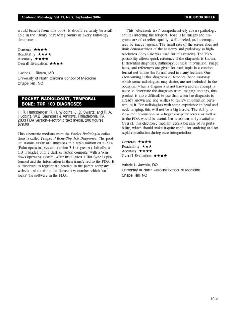 Pocket Radiologist, Temporal Bone: Top 100 Diagnoses: Academic ...