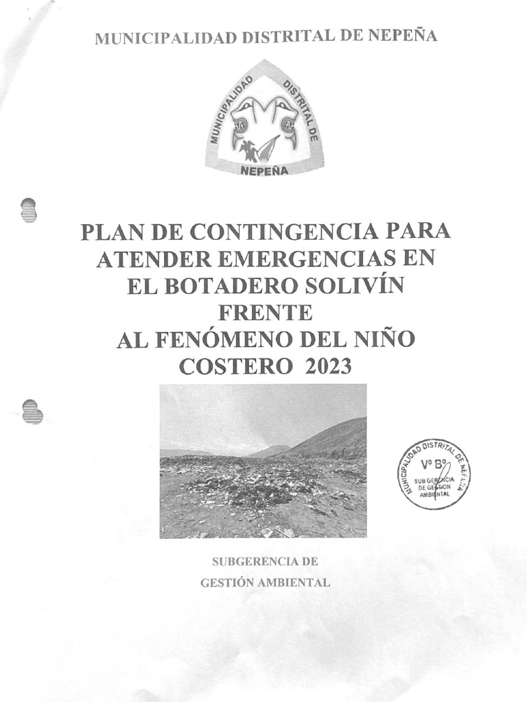 Plan de Contingencia para Atender Emergencias en El Botadero Solivín ...