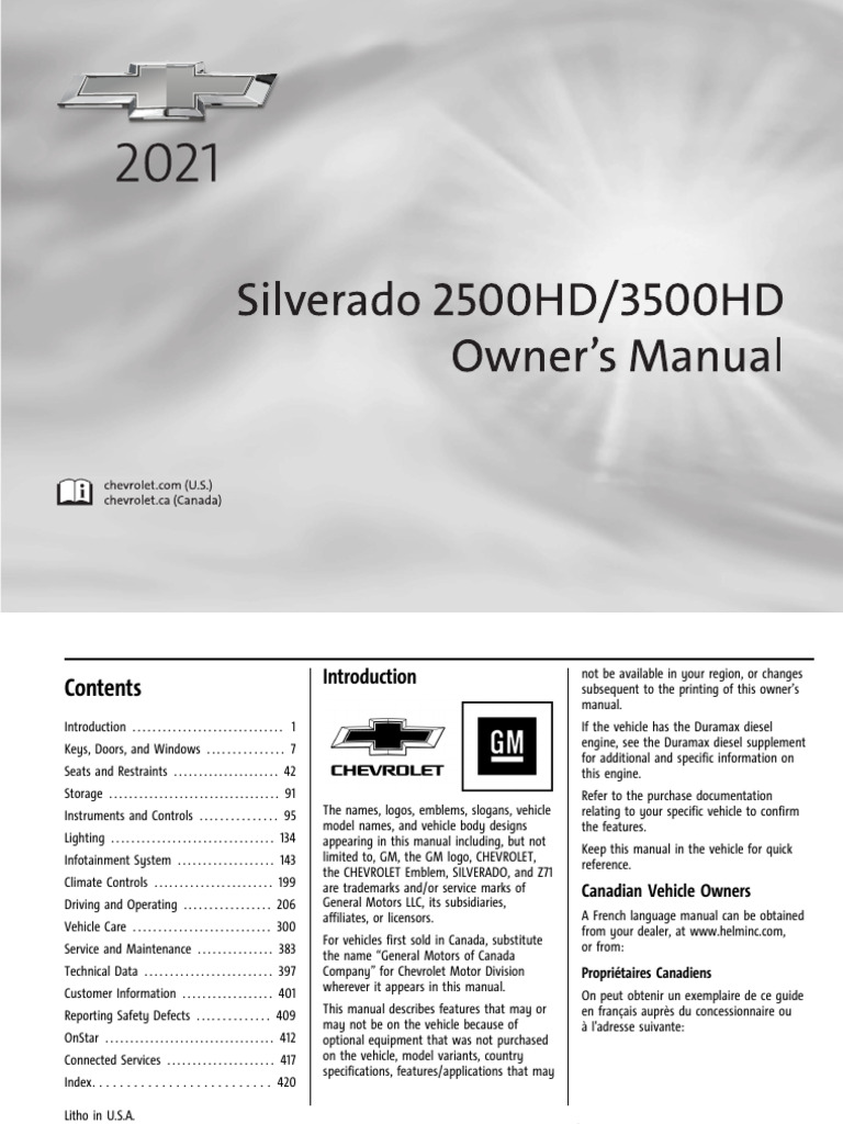 2001 CHEVY SILVERADO 1500 OWNERS MANUAL visual data 2