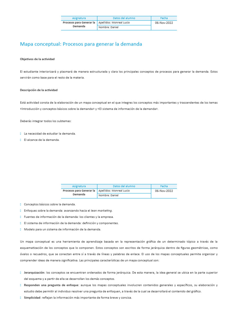 Mapa Conceptual: Procesos para Generar La Demanda UNIR | PDF