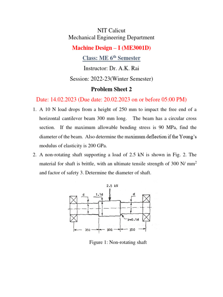 HW2(Stress Concentration, Fatigue and Power Screw) PDF