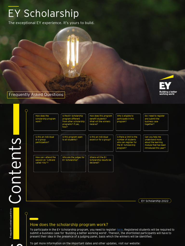 Ey Scholarship 2022 Faqs PDF Faq Learning