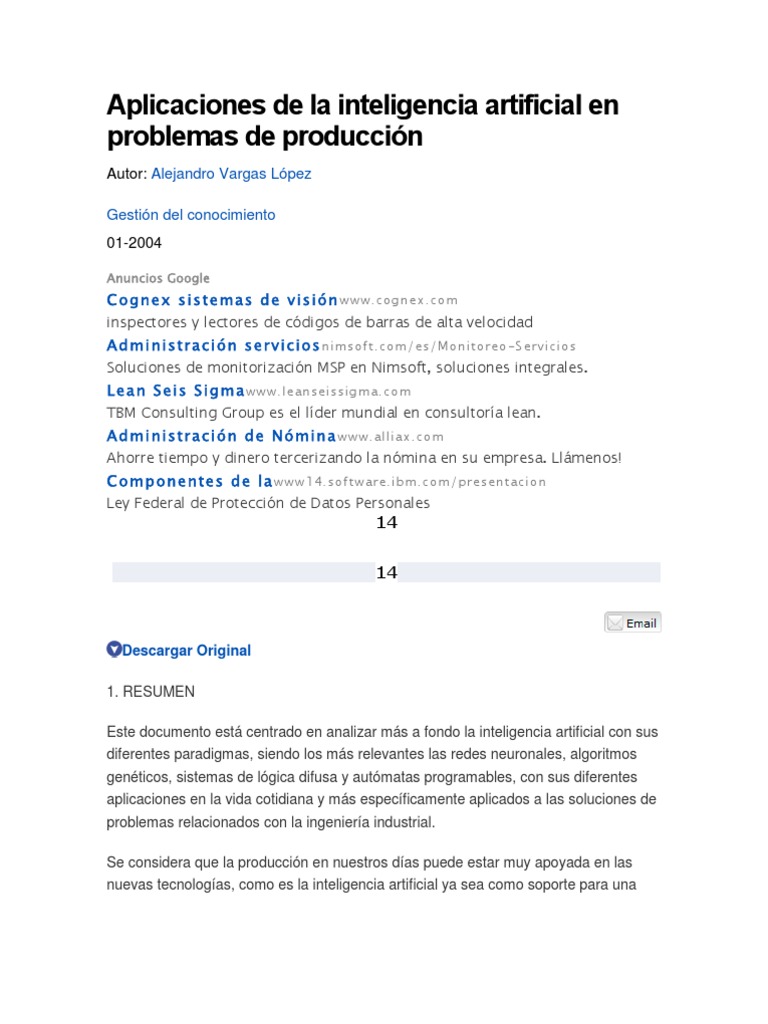 Aplicaciones de IA en Ingeniería Industrial | PDF | Inteligencia ...