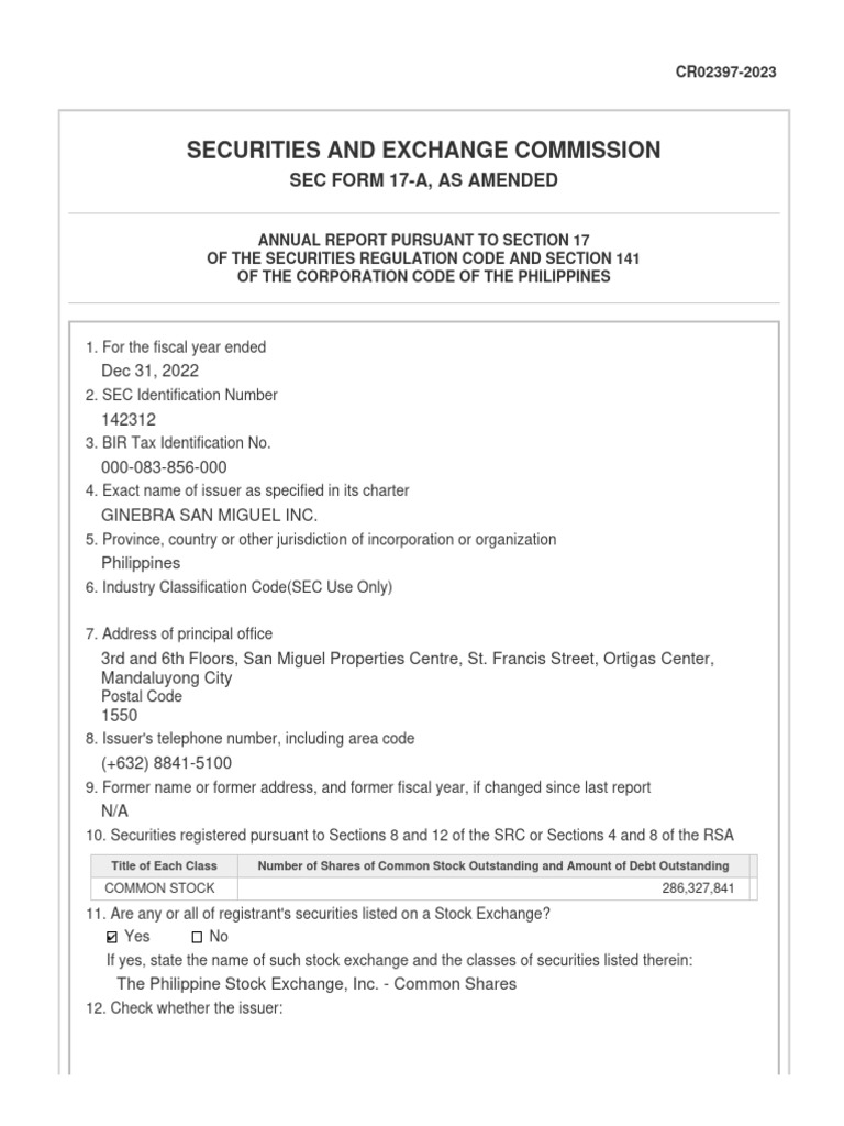 GSMI SEC FORM 17 A For The Fiscal Year Ended December 31 2022 With ...