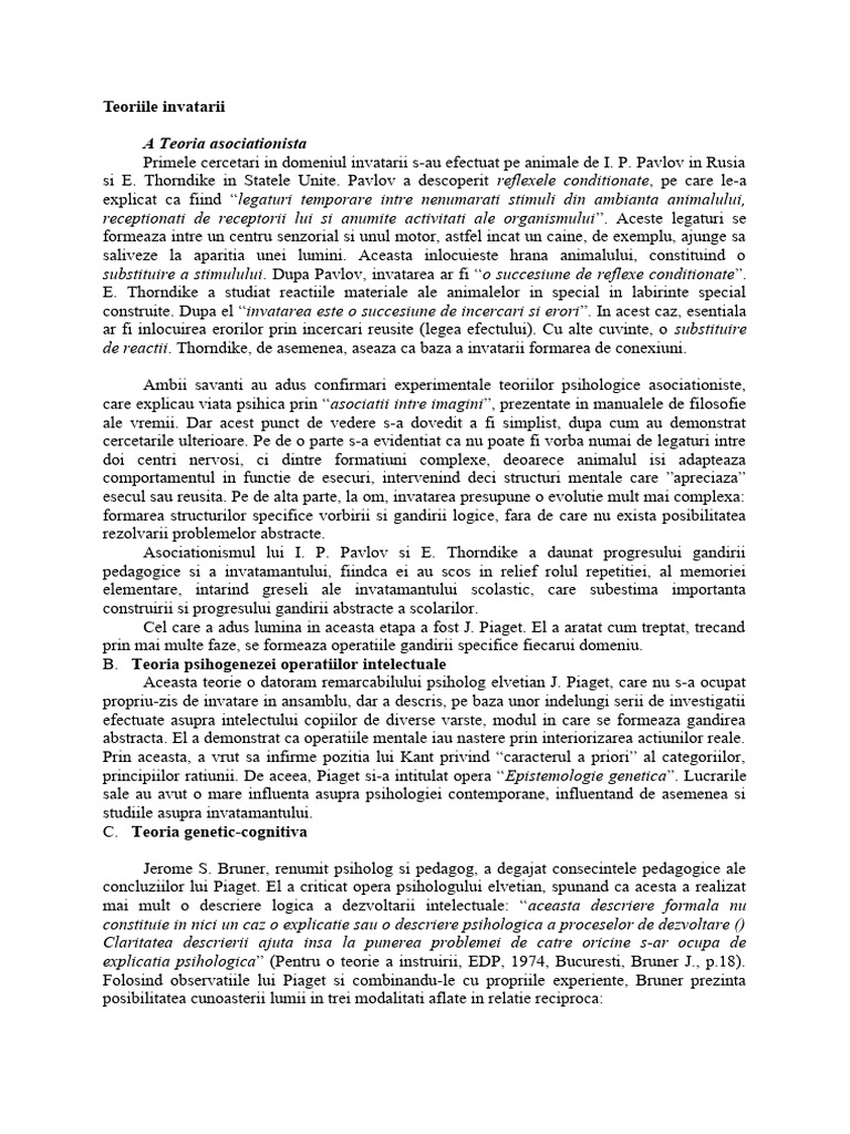 Teorii Ale Invatarii | PDF