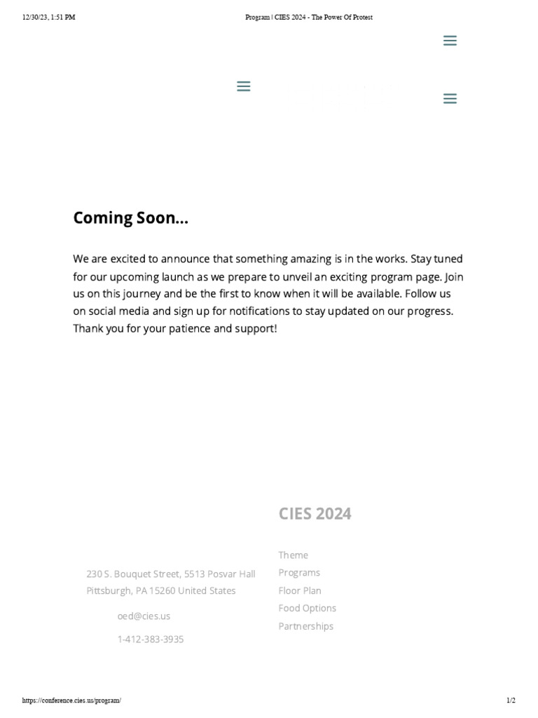 Program CIES 2024 The Power of Protest PDF
