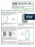 Trabalho de Recuperação. Área e Volume de Cilindro Cone e Esfera