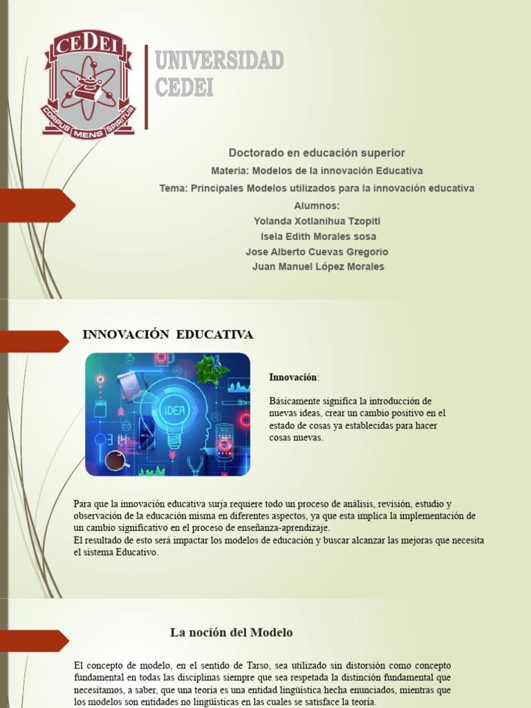 Modelos de Innovación Educativa | PDF | Crecimiento personal y profesional