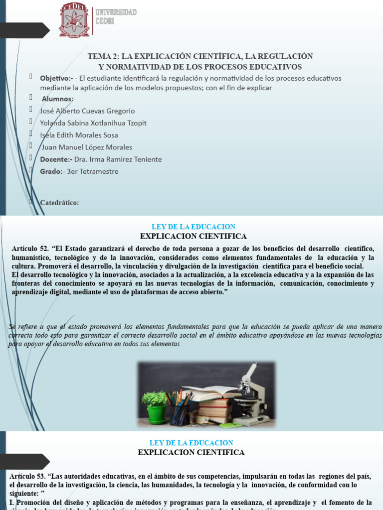 Tema 2 La Explicacion Cientifica, Regulacion y Normatividad de Los ...