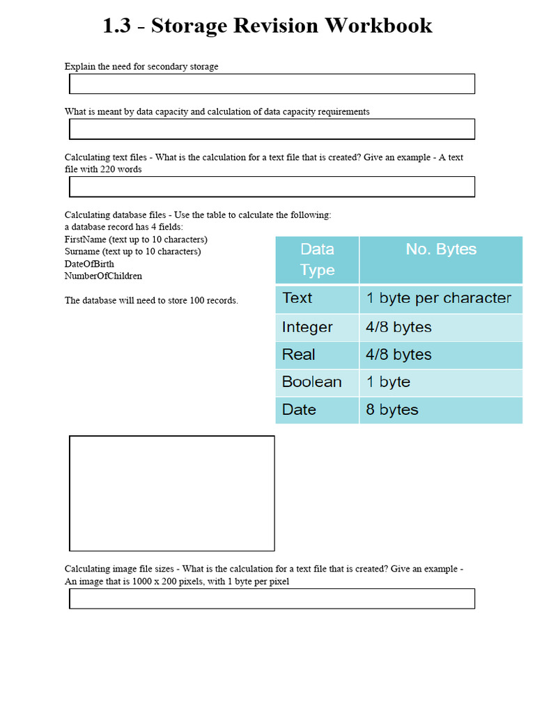 1.3 - Storage Revision Workbook | PDF | Computer Data Storage | Solid ...